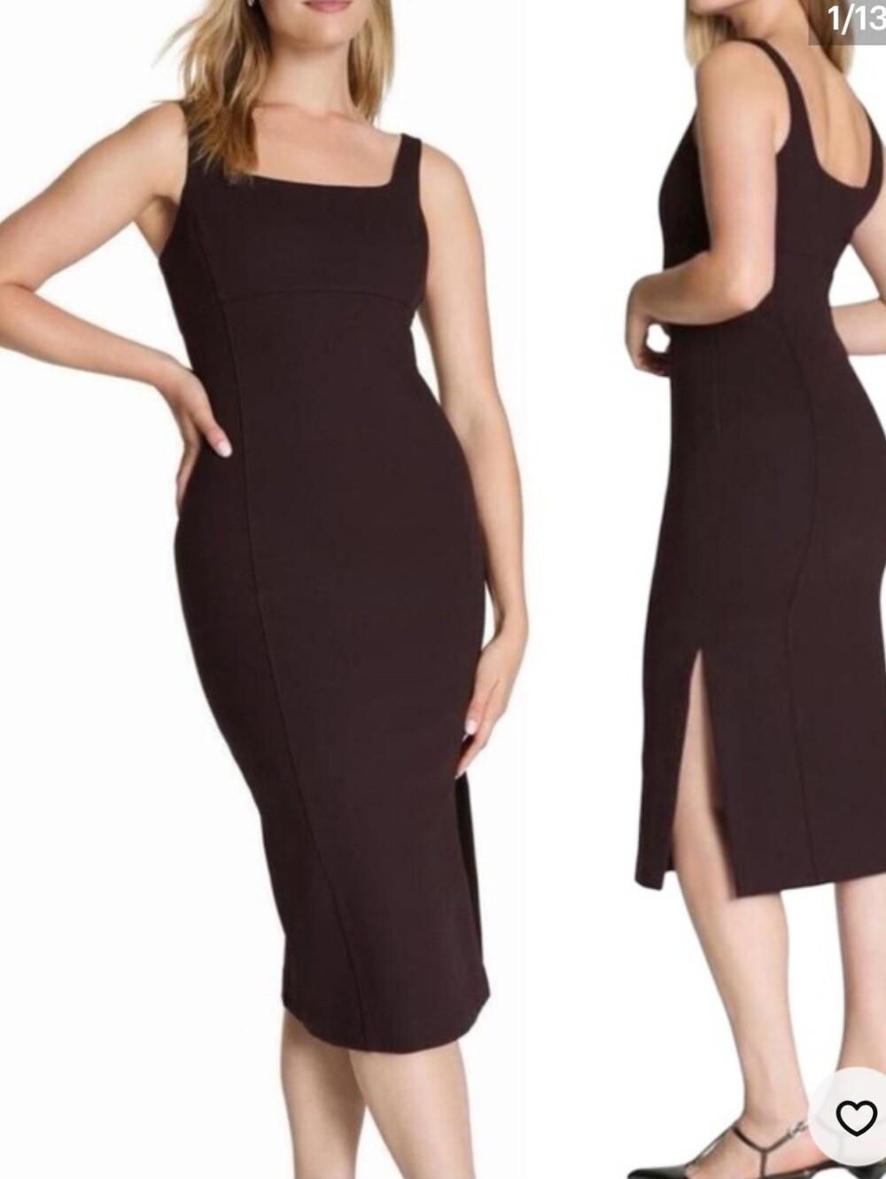 SPANX PONTE MIDI TANK DRESS IN TRUFFLE BROWN /SZ:2XL